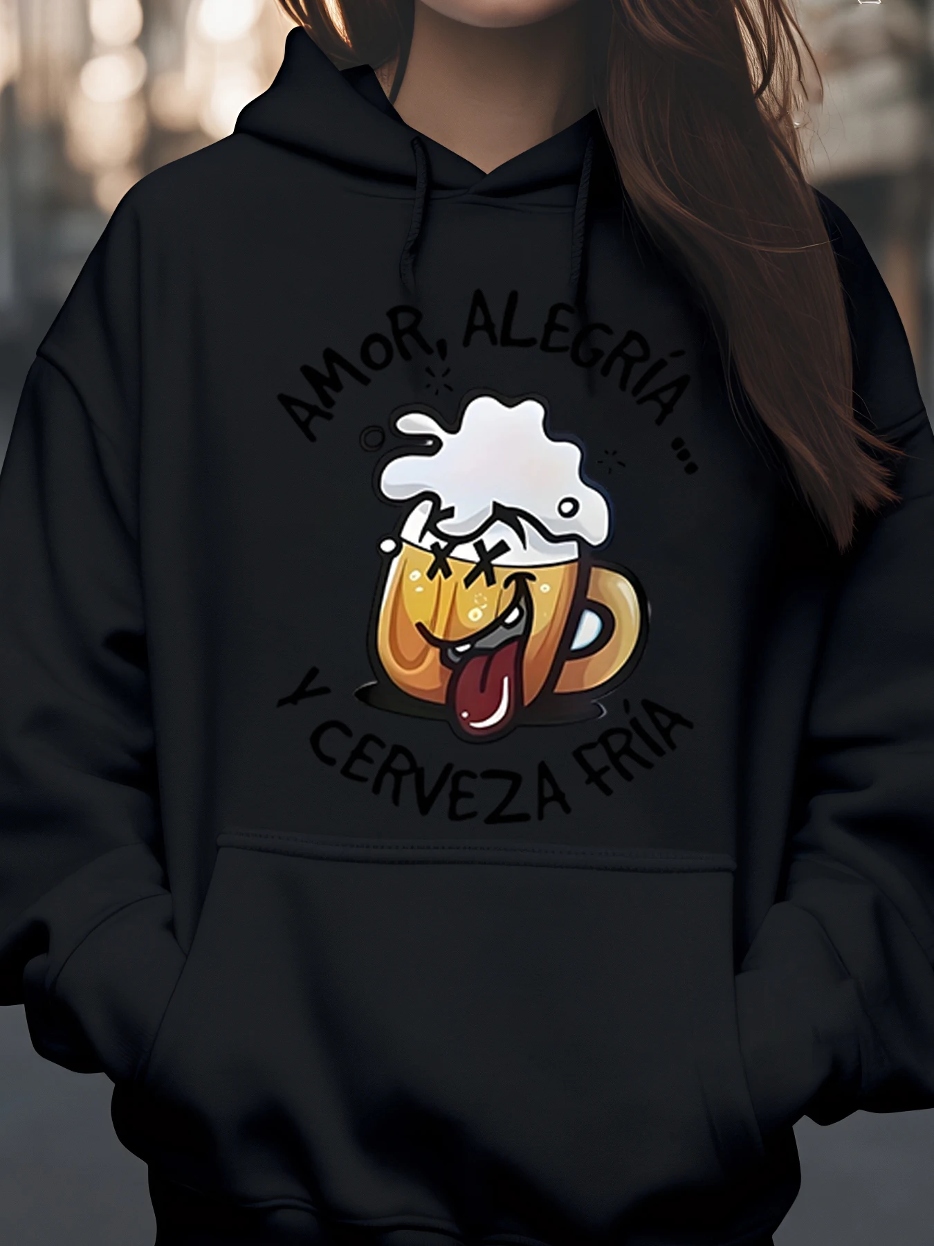 

Пивная кружка с пеной и текстом Love Joy и толстовка с принтом холодного пива для повседневной женской одежды