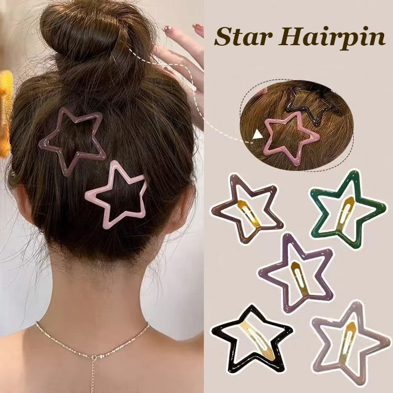 Colorful Hallow Star Hairpin Hair Claws Hair Clips For Girls Women Kid Childs Vintage For Gift Hair Accessories Head Decoration