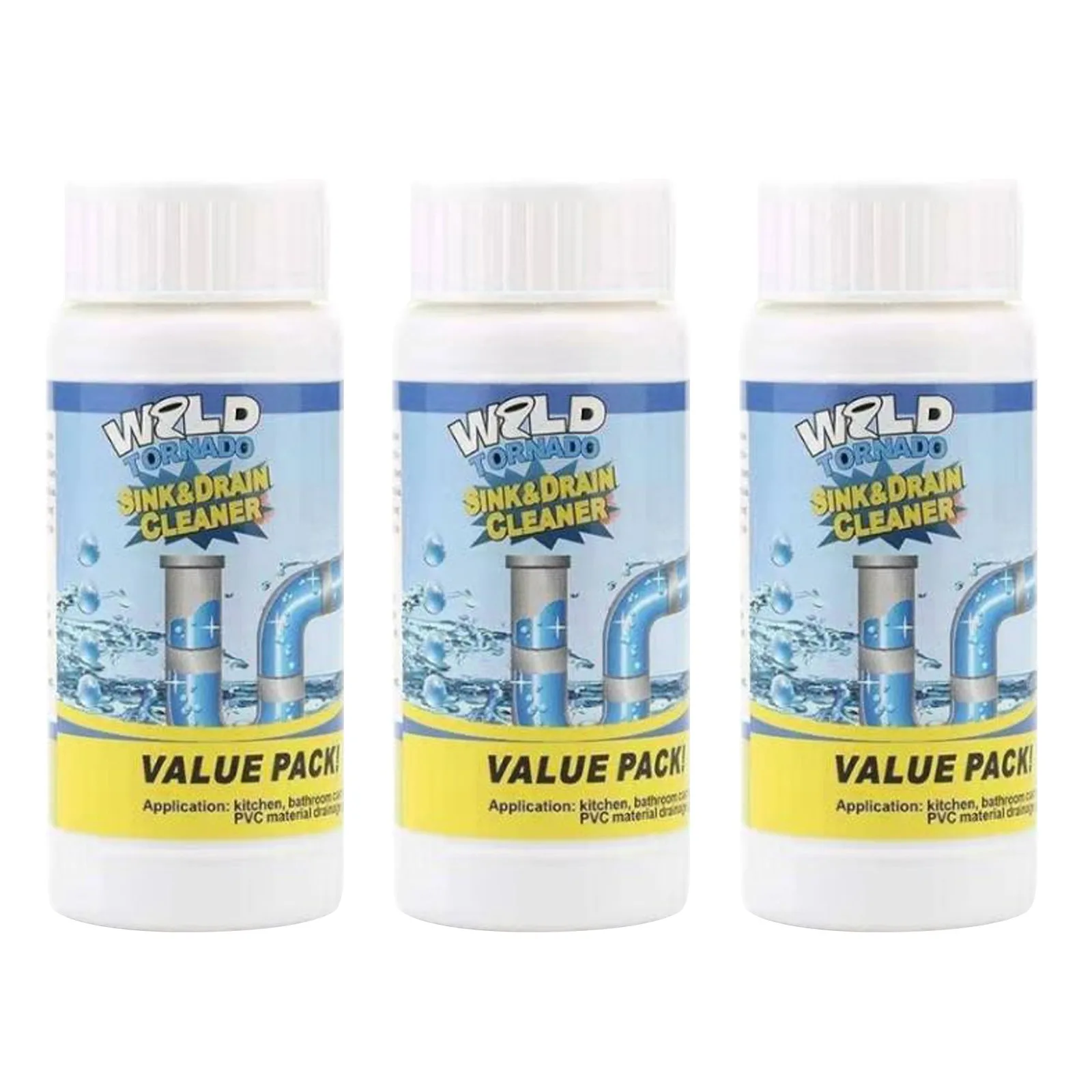 3pcs WildTornado Powerful Sink&Drain Cleaner High Efficiency  Clog Remover