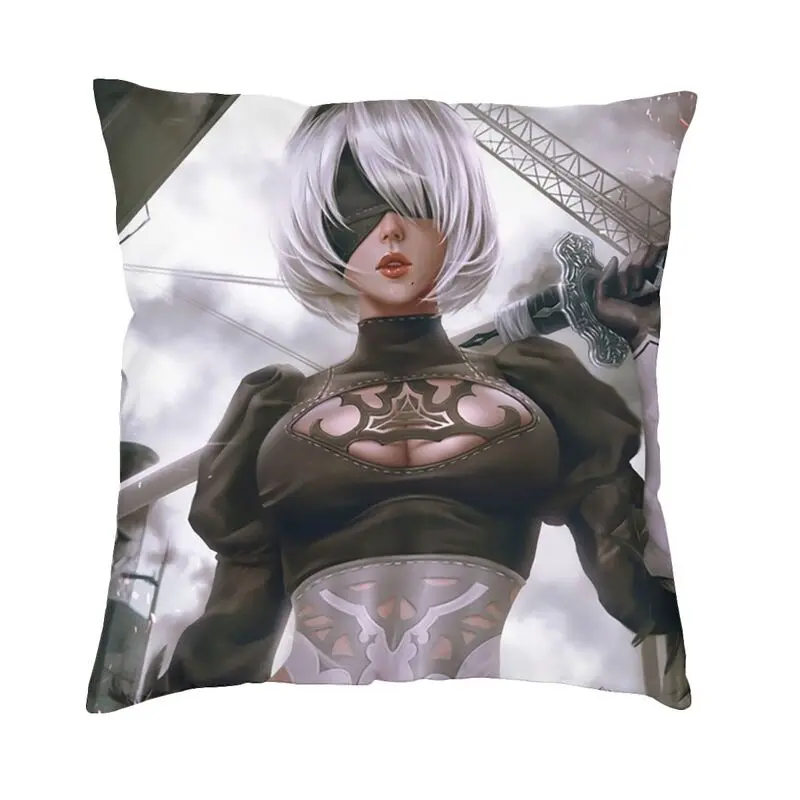 Nier Automata Anime Hentai Girl Square Pillowcover Home Decor Sexy YoRHa 2B Thighs Thicc Ass Butt Cushions Throw Pillow Printing