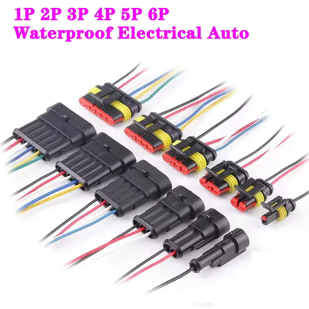 

1 sets 1P 2P 3P 4P 5P 6P Waterproof Electrical Auto Connector Male Female Plug with Wire Cable harness for Car Motorcycle