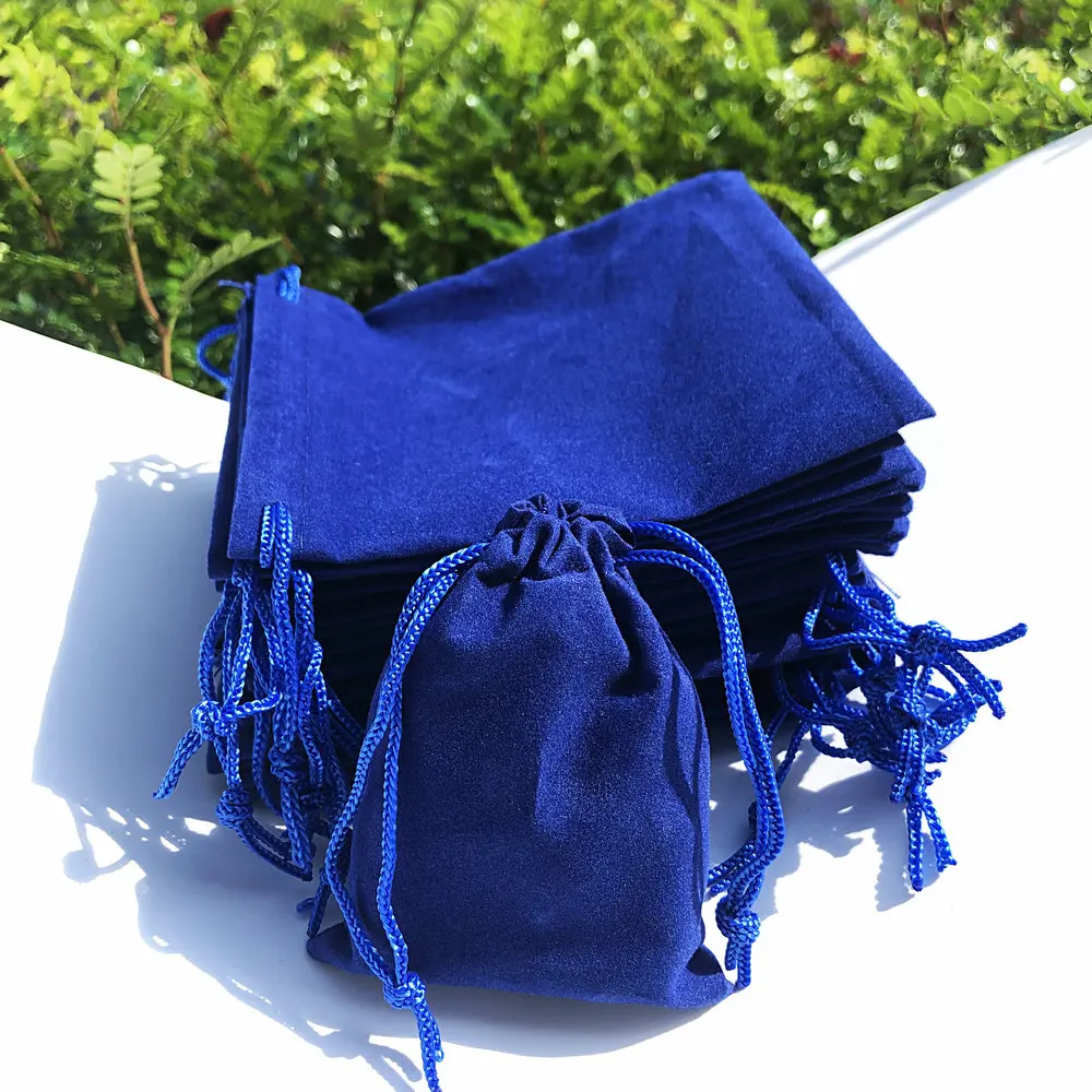 100PCS/Lot 10x12cm Velvet Drawstring Jewelry Bags Set - Blue Pink Black Red Fo Wedding New Year B-059