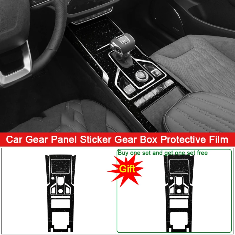 Car Interior Sticker Gear Box Protective Film For HONGQI HS5 2022 2023 Car Gear Panel Sticker Carbon Fiber Black Auto Accessory