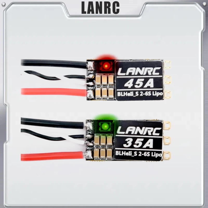 

LANRC 45A 35A BLHeli_S ESC 2-6S Lipo Brushless Electronic Governor with LED Light Support DSHOT125/300/600 for Crossing Drones