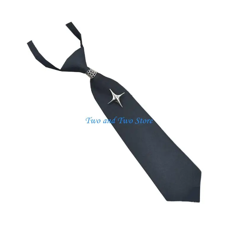 HX6F Earlier Knotted Necktie Modern Office Wear Lightweight Polyester Silk Blend Easy Care