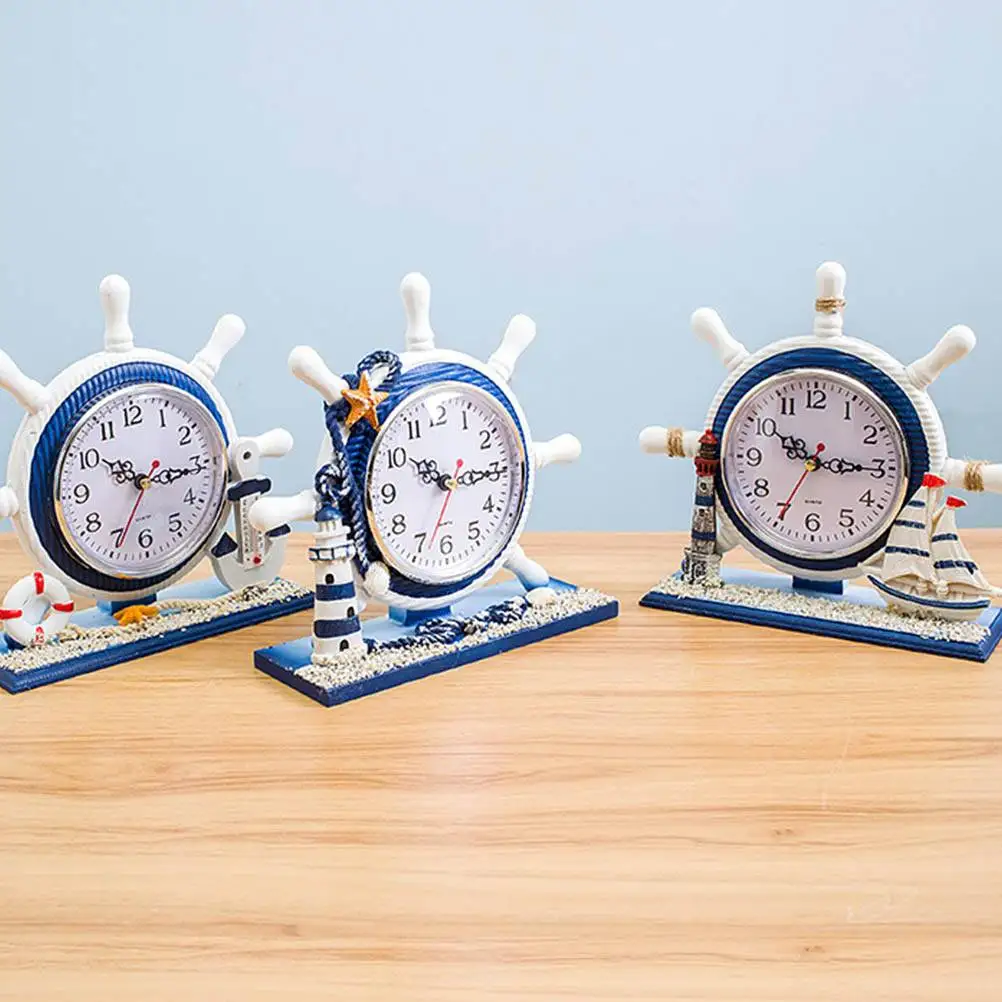 1Pc Nautical Style Clock Lamp Tower Silent Desk Table Home Decor Ocean naments Household Living Room Accessories Theme - Image 2