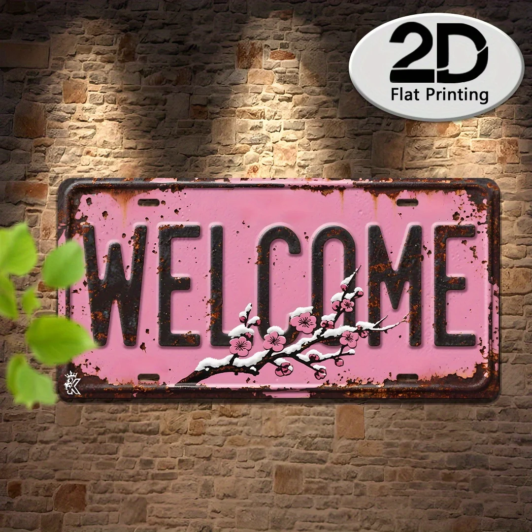 2D Flat,1PC for Decoration Solely,Retro Welcome Sign,Suitable for Home,Studio,Courtyard Decoration,Wall Art Decoration,Club,Cafe
