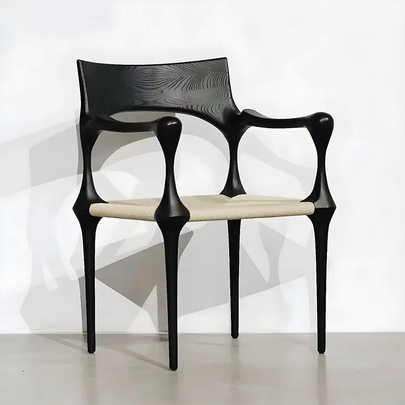 

ins Solid wood dining chair Retro Internet celebrity back chair Restaurant dining chair Black adult furniture Homestay