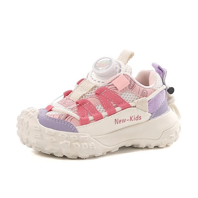 

Новые детские кроссовки для бега на осень 2026 года: повседневные спортивные кроссовки для мальчиков с вращающейся застежкой и для девочек в стиле преппи