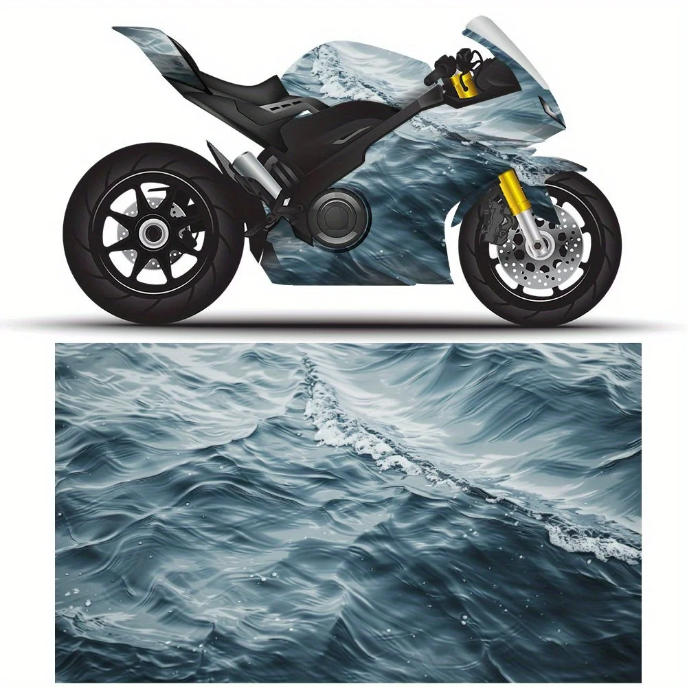 

2 шт. самоклеящаяся наклейка из ПВХ для мотоцикла с рисунком океанской волны, пленка для кузова мотоцикла, подходит для большинства мотоциклов, винил W