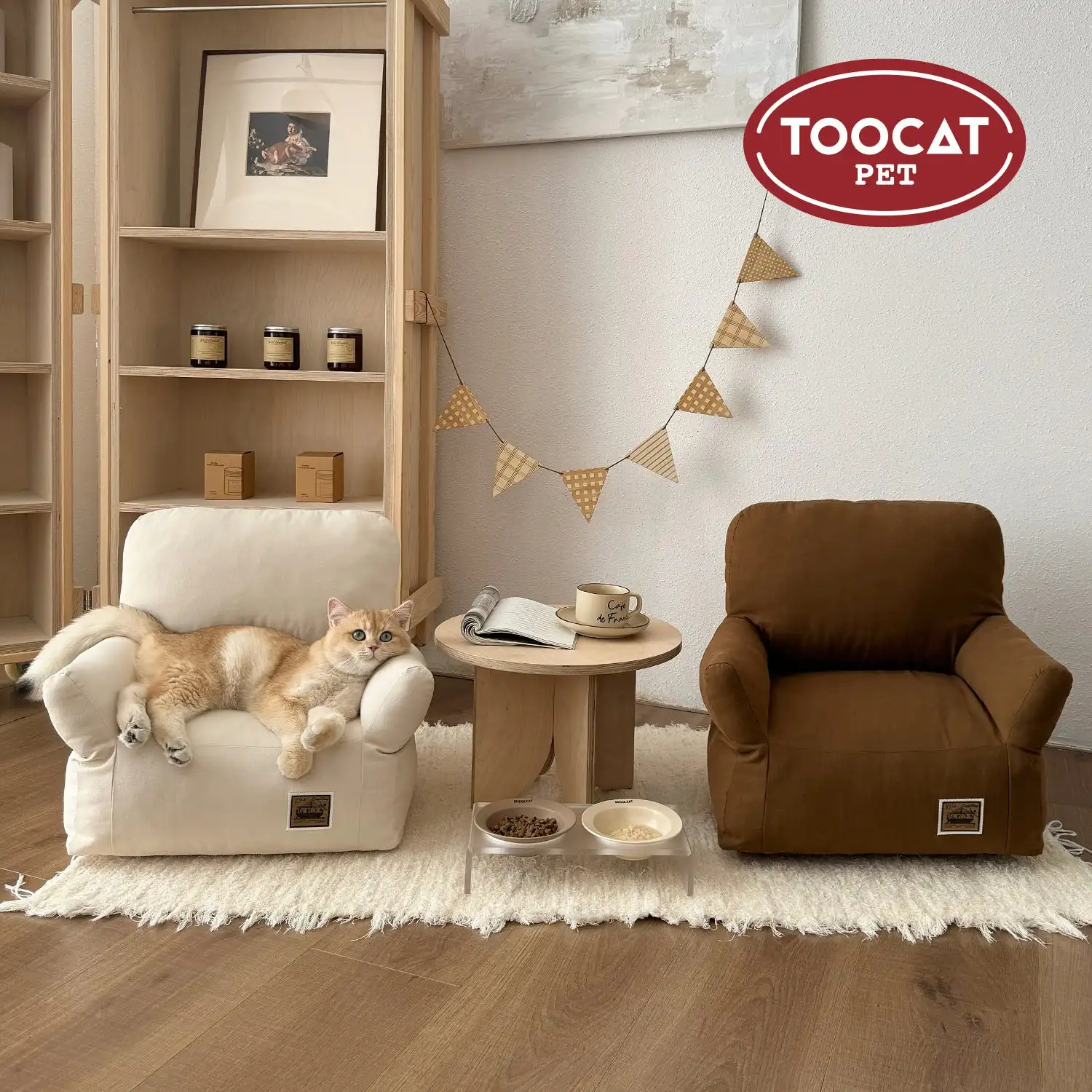 Toocatoot Korean ins pet children's small sofa autumn and winter cat litter doghouse sand removable and washable cool pet bed