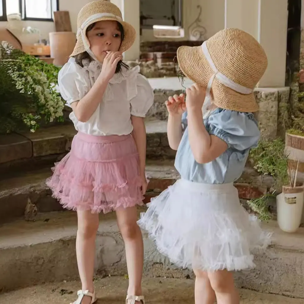 

Детская одежда Лето 2026: Новые универсальные юбка-шорты из мягкого фатина в корейском стиле для девочек, в наличии