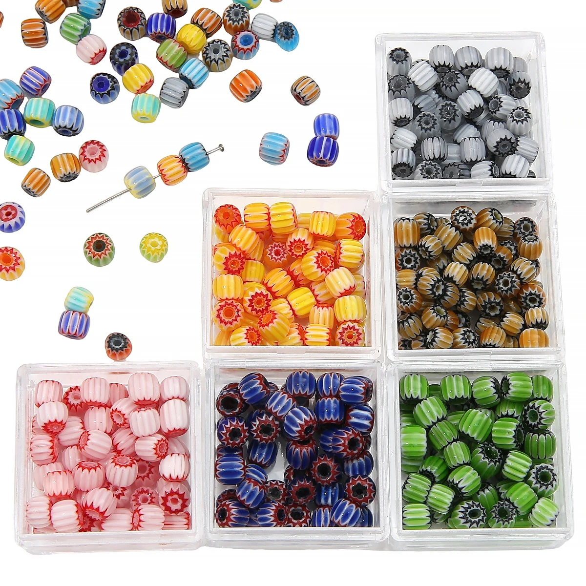 6mm 30 pezzi di vetro mille fiori Nepal perline di zucca perline sparse uniche gioielli fai da te fatti a mano bracciali orecchini accessori