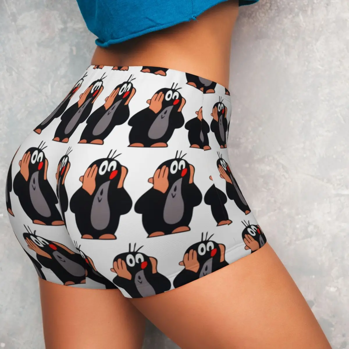 Benutzerdefinierte Mole Happy Krtek Yoga-Shorts für Damen, Fitnessstudio, Workout, Laufen, sportlich, Volleyball, Biker-Shorts