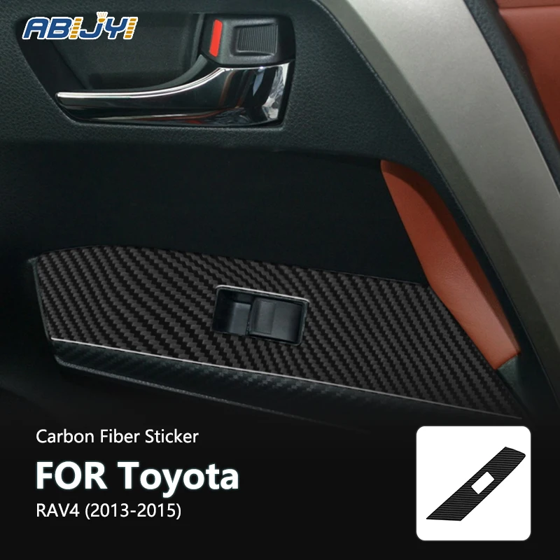 

For Toyota RAV4 2013 2014 2015 New Carbon Fiber Interior Passenger Rear Door Control Decoration Sticker Decal Car Accessories