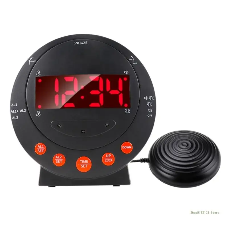 

QX2E Loud Alarm Clock with Bed Shaker Vibrating Alarm Clock LED Digital Display