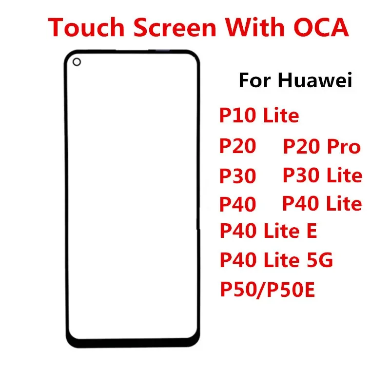 

Внешний экран для Huawei P50 P10 P20 Pro P30 P40 Lite E 4G 5G Передняя сенсорная панель ЖК-дисплей Стеклянная крышка Ремонт Замена детали + OCA