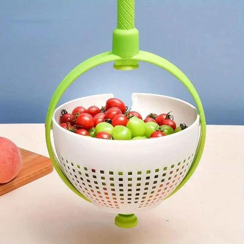Novo 1 pçs limpeza de frutas vegetais rotativa cesta de drenagem desidratação água jogando cozinha do agregado familiar cestas de drenagem portátil