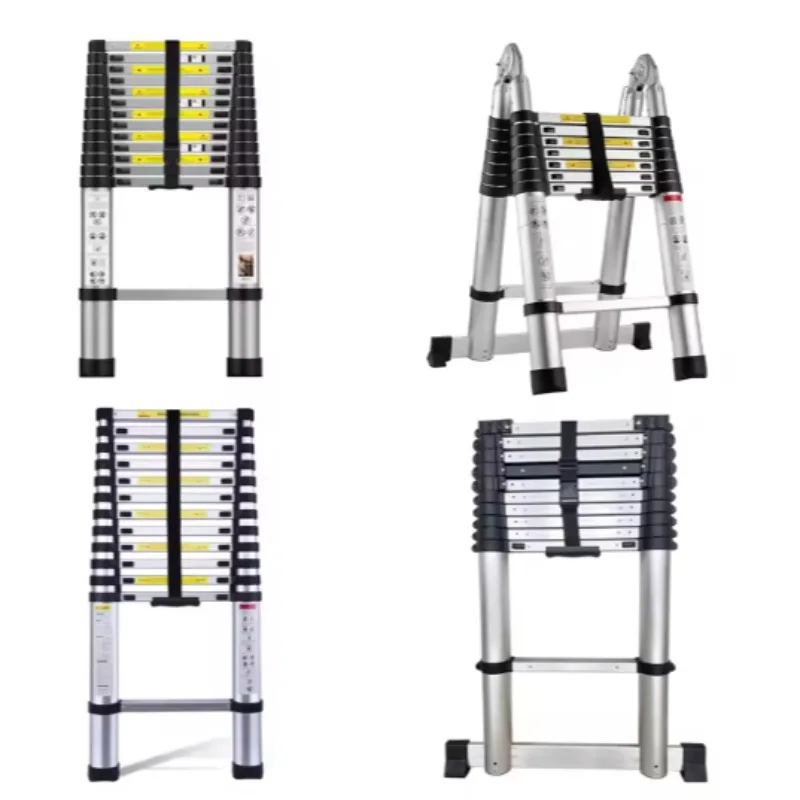 Modern Space Saving Heavy Factory-Upgraded Heavy Duty Aluminum Telescopic Ladder Portable Folding Single Straight Ladder