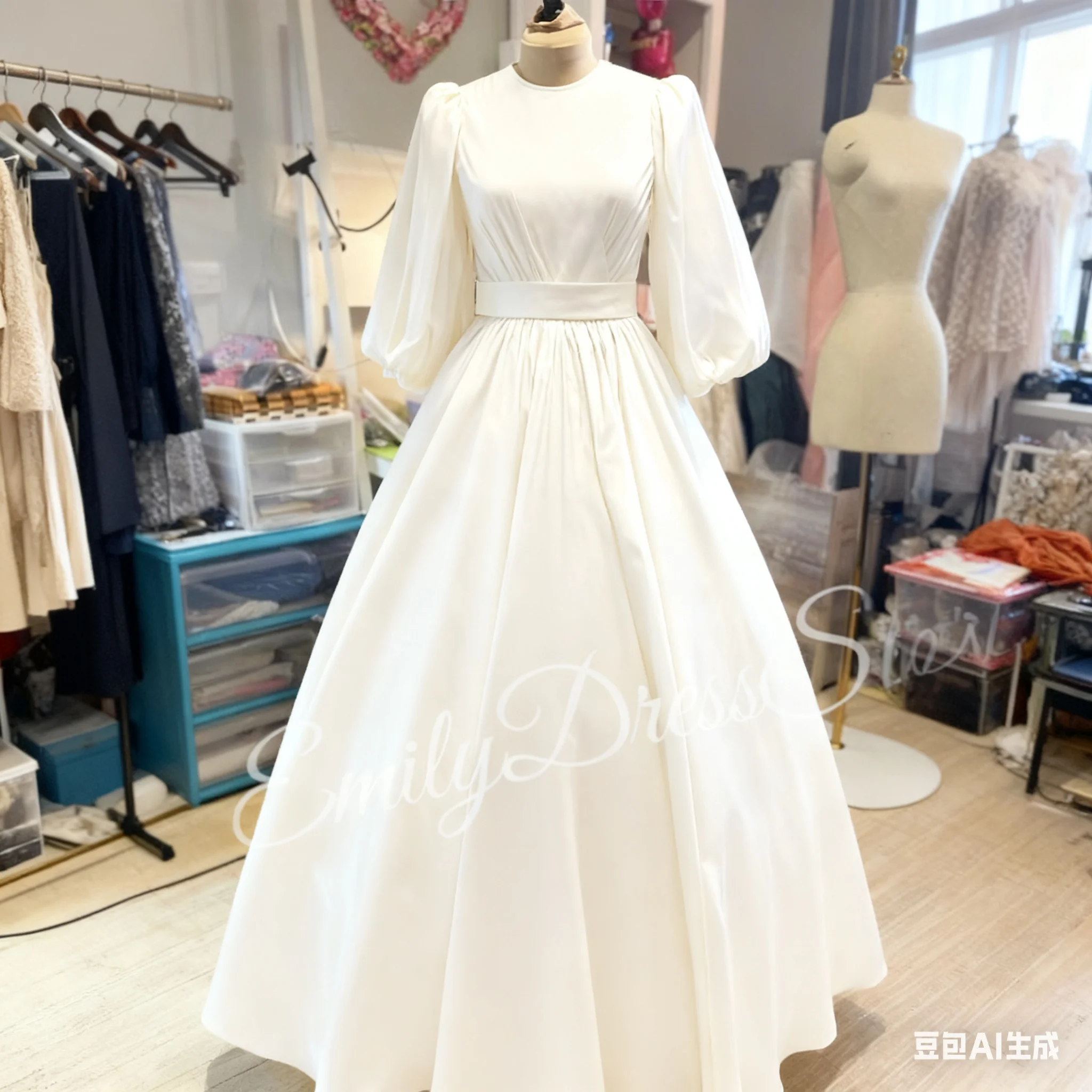 2026 vestido de noche verde oscuro para mujer elegante cuello redondo satén mangas 3/4 dama de honor nupcial vestidos largos formales vestido de baile vestido de desfile