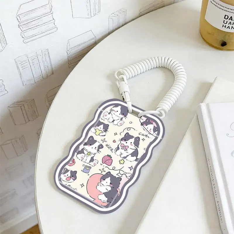 Card Protective Case for Kpop Photocard Holder Student Bus/Meal Card Protection Case Stretchable Spring Cord Photo Protector