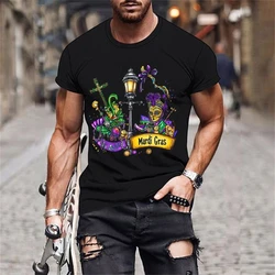 2025 Fashion Mardi Gras Pattern T-shirt For Men Clothing 3D Print Carnival Short Sleeves Loose Casual Streetweat O Neck T Shirts