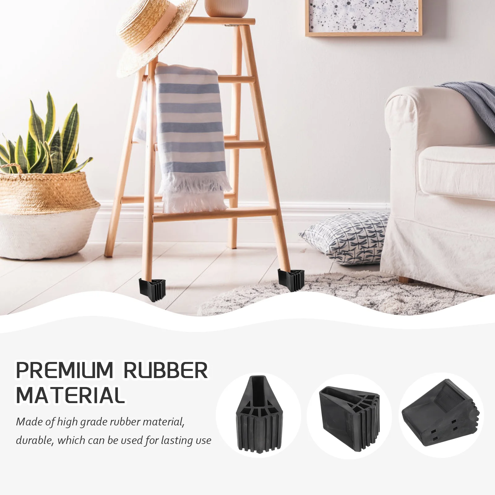 

2Pcs Ladder Feet Cover Non-Slip Rubber Foot Pads Durable Ladder Protector for Floor Wood Carpet Protection Home Supplies