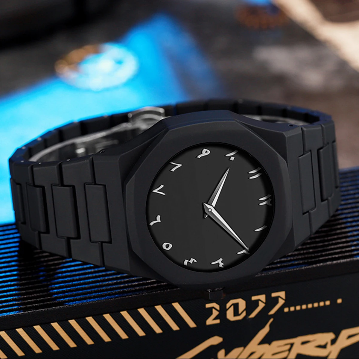 VA VA VOOM العلامة التجارية الرجال الإبداعية ووتش الأزياء سيليكون الأسود نمط الأعمال العربية الرقمية الإبداعية العسكرية الكوارتز الساعات الرياضية