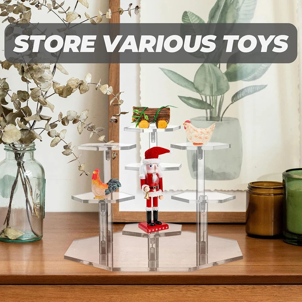 

Transparent Acrylic Display Stand Figure Stand Perfume Doll Storage Organizer Dessert Cupcake Storage Shelf Organization
