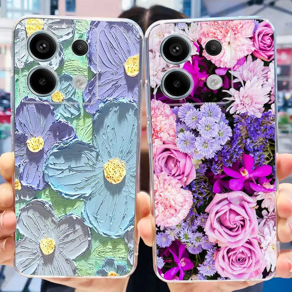 For Xiaomi Poco X6 Pro Case 2023 Elegant Flower Painted Phone Back Cover For POCO X6 Pro 5G Poco X6Pro Soft Silicone TPU Bumper