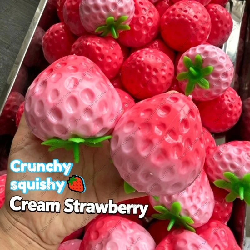 Crispy Gradient Strawberry Ball Squishy Ball Fidget Toy Crunchy Squeeze Ball