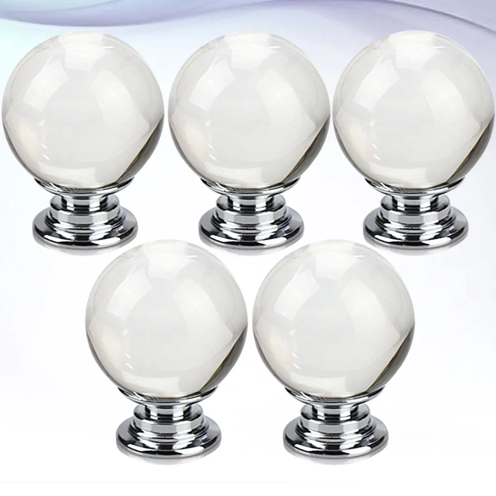 

5pcs 30Mm Crystal Ball Drawer Pulls Durable Cabinet Handles For Kitchen Furniture Cupboard Transparent Hardware Knobs