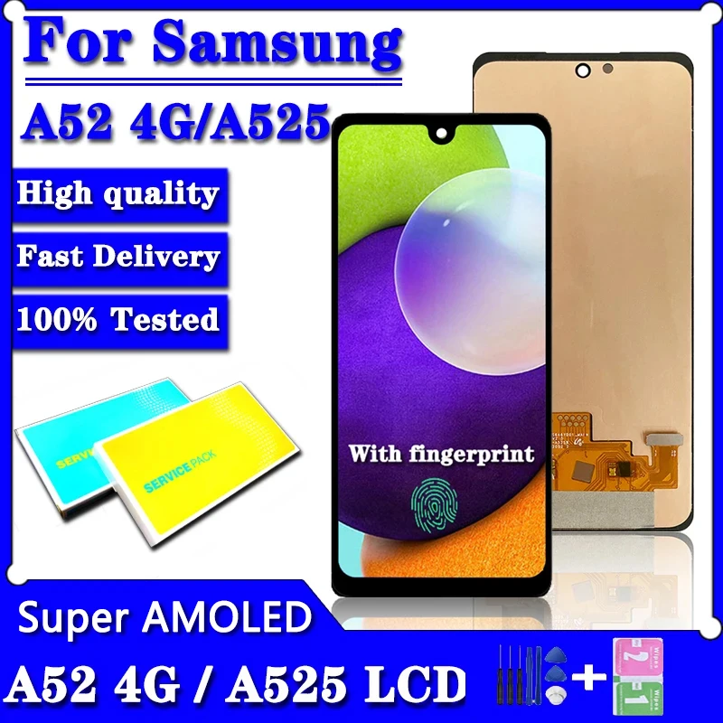 

OLED дисплей 6,5 дюйма для Samsung A52 4G LCD A525 A525F A525M, сенсорный экран в сборе для Samsung A52 LCD