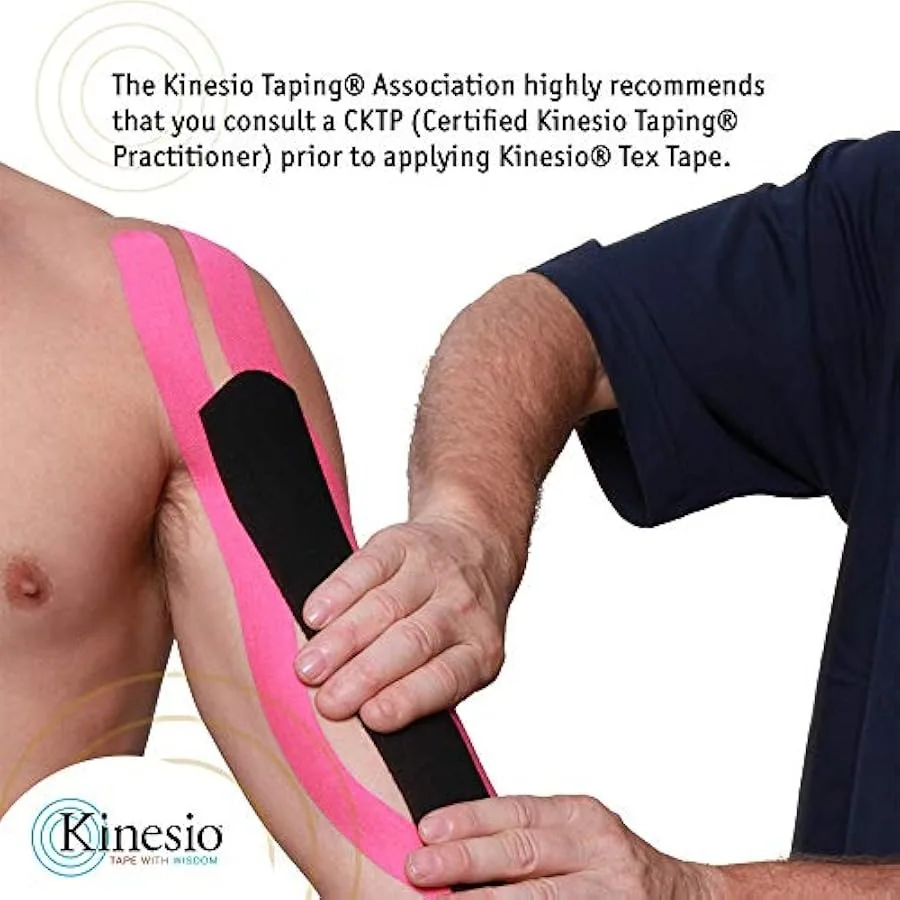 Kinesio Taping - Pacote de fita atlética terapêutica elástica Tex Gold FP - Azul Vermelho e Bege Um rolo de 2 pol. x 16,4 pés - 3 rolos