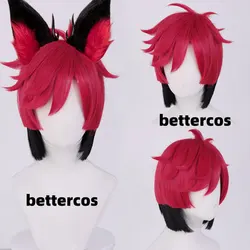 Alastor Cosplay Wig Red Black Heat Resistant Synthetic Hair Anime Cosplay Wigs + Wig Cap