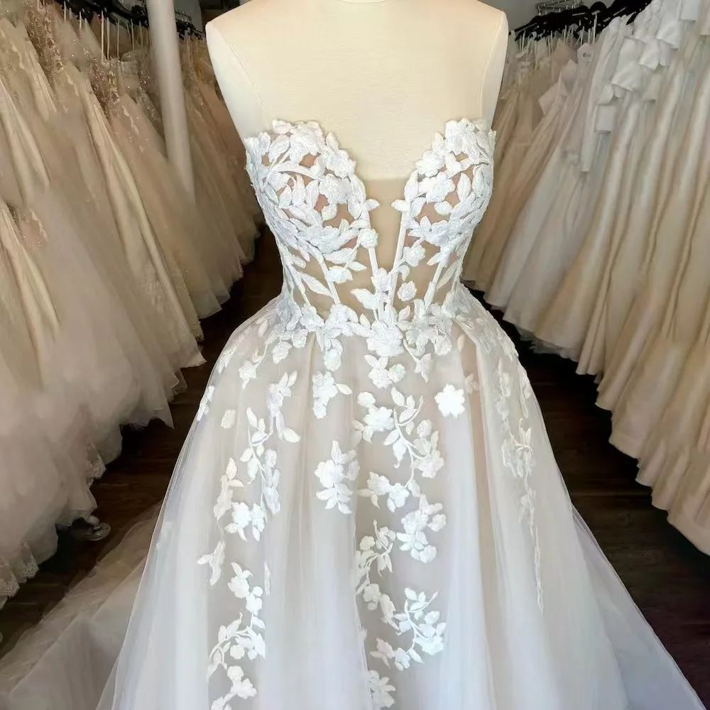 فساتين زفاف كرواتيا Fairyable البوق للنساء أزهار 2025 زينة آلهة العروس تول فيستدوس دي نوفيا مخصصة