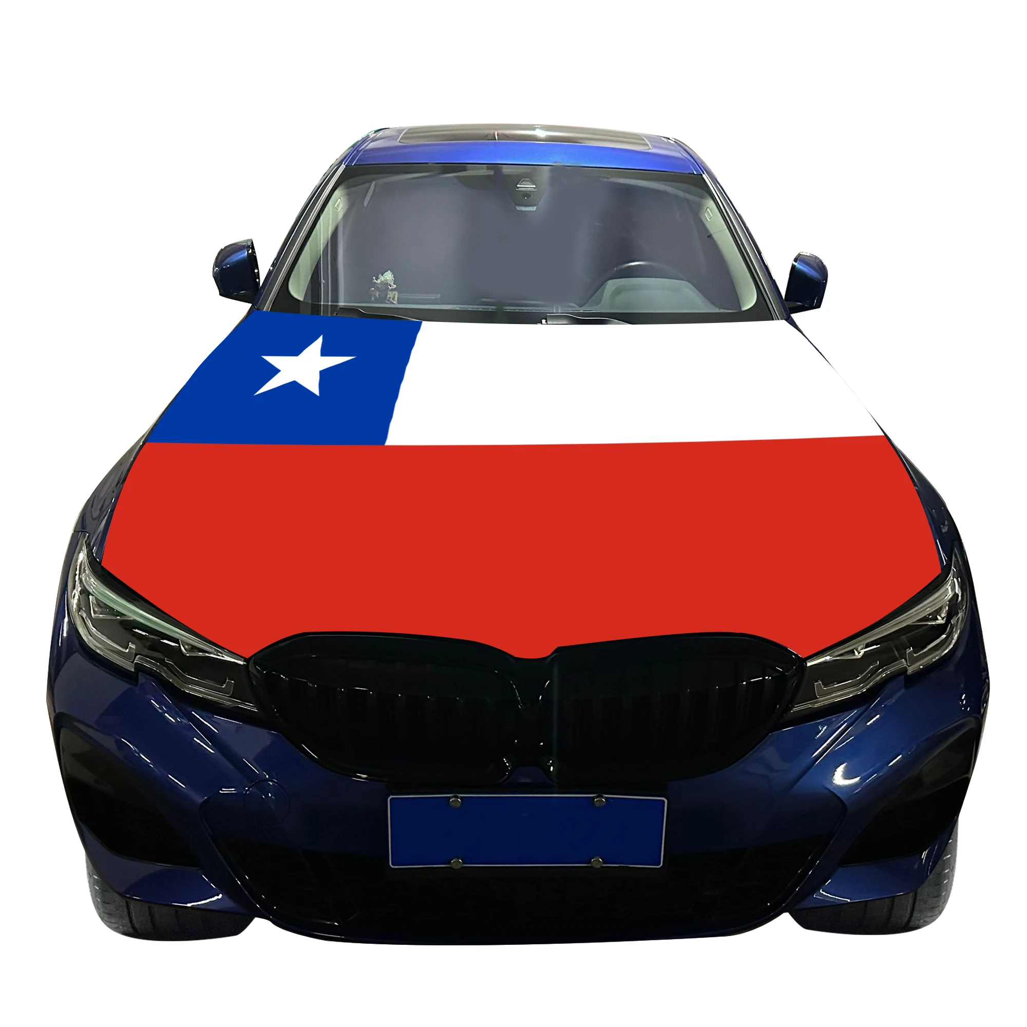 Chile Car Hood Cover Flag  Universal Size Elastic Polyester 120x150cm for Car Decor