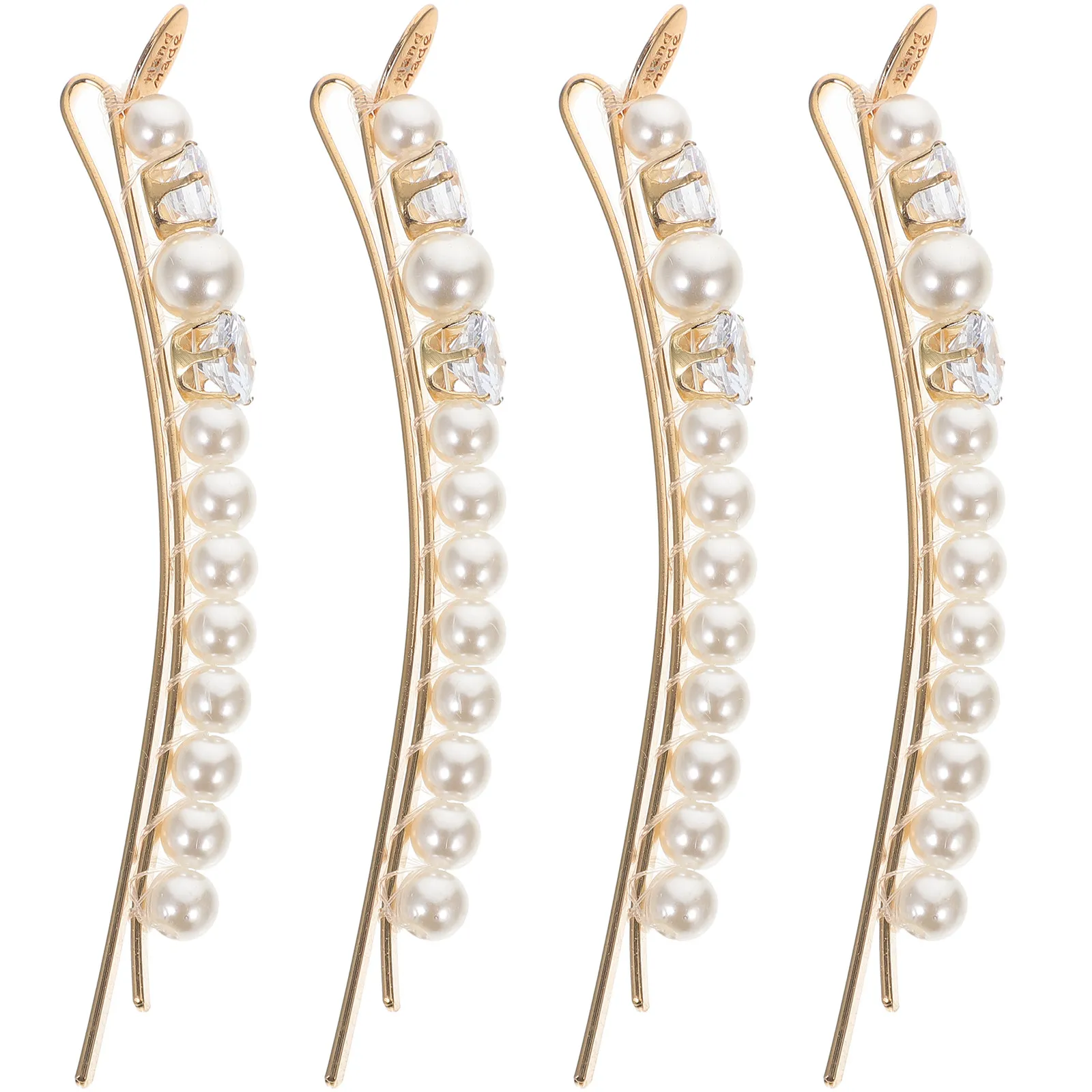

4Pcs Pearl Hair Clips Rhinestone Pearl Luxury Hairpins Zinc Alloy Elegant Sweet Temperament Hair Jewelry for Women Prom Wedding