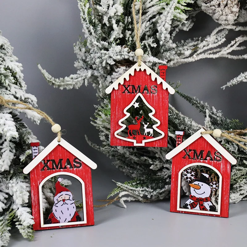 

New Christmas Decorations Wooden Old Man Snowman Hanging Funny Christmas Tree Decoration Pendant Home Room Decoration Small Gift