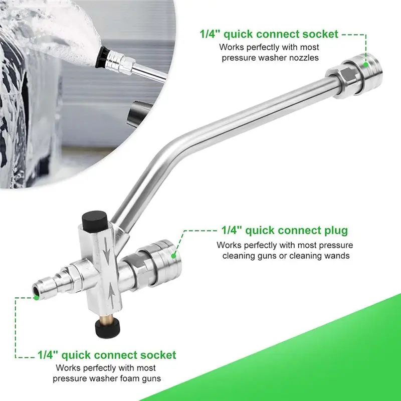 A67P-Foam Cannon Dual Connector Accessory, 1/4In Fast Connect Dual-Lance Pressure Washer Wand With 5 Pressure Washer Nozzles