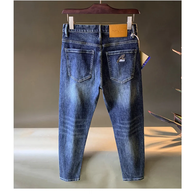 

High-end men's jeans, trendy men's clothing, stretch denim, new style for autumn 2025, casual blue pants