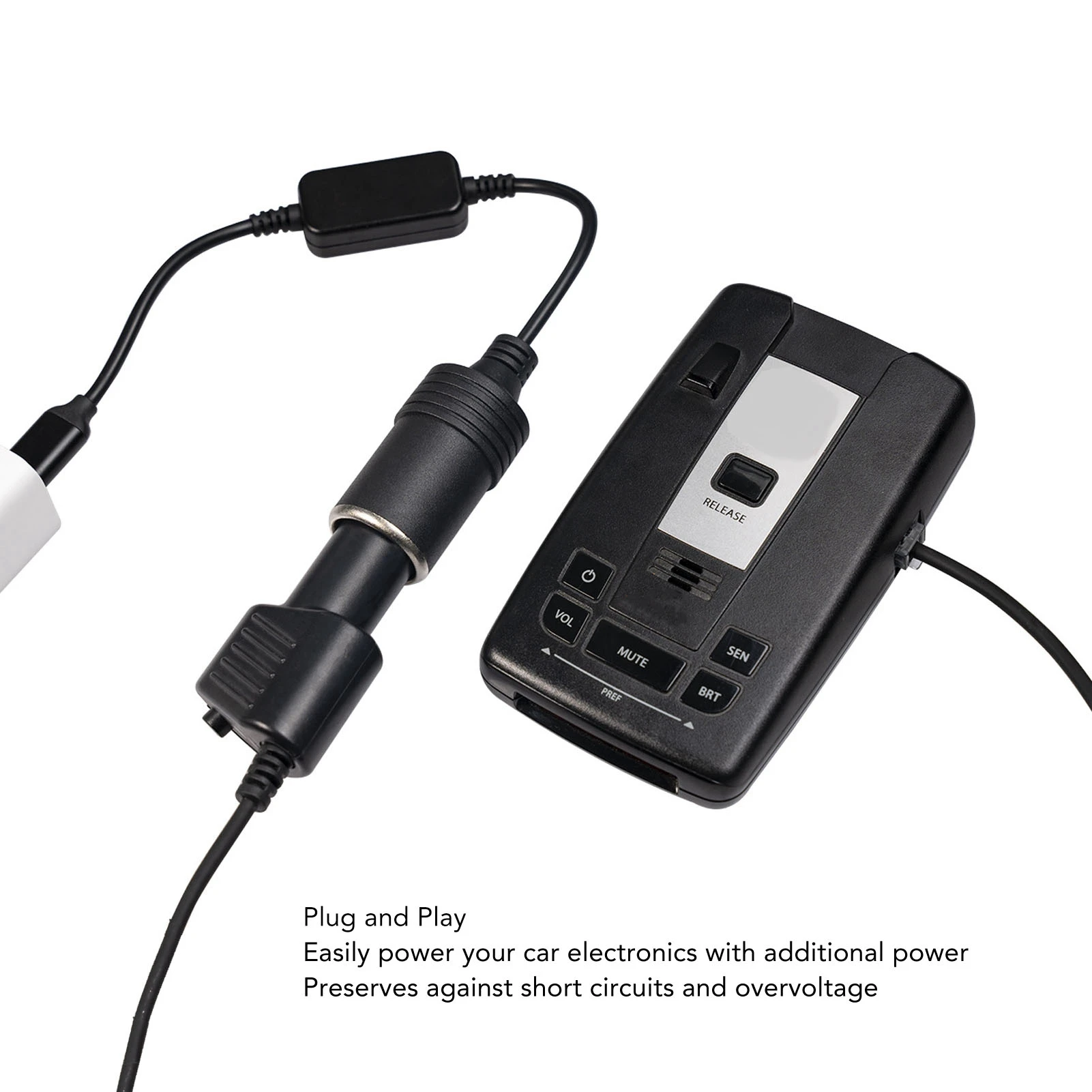 Car Electronics Accessories 5V USB C To 12V Car Cigarette Lighter Power Adapter Plug and Play Male To Female for Car Recorder