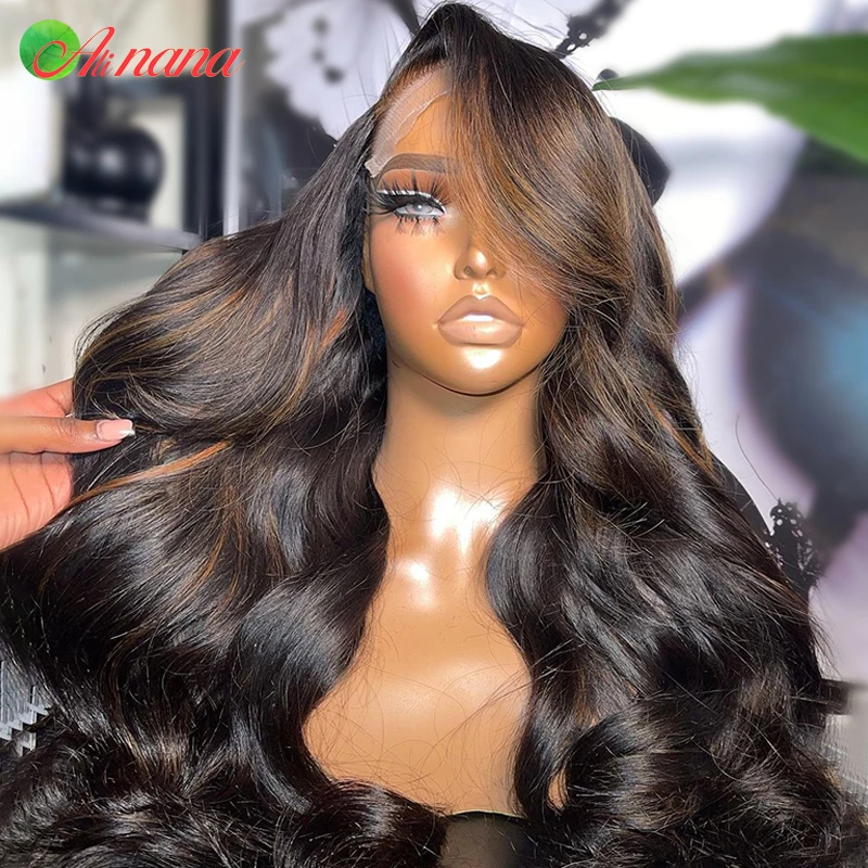 Highlights Brown Colored Body Wave 13X6 Lace Frontal Wig Pre-Plucked Peruvian Remy Human Hair Lace Front Wig For Black Women