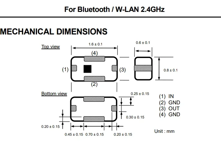 500pcs DEA162450BT-1260B3 2.4G~2.5 GHZ  Bluetooth  W-LAN  RF Filter Band Pass Filter 0603  2400-2500MHZ  Signal Conditioning