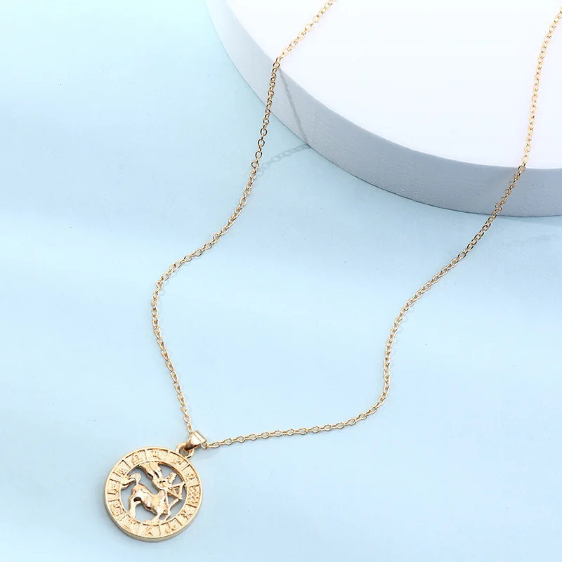 12 Zodiac Sign Constellations Pendants Necklaces Rose Gold Color Necklace Aries Leo Scorpio Snail Jewelry Decorative Props