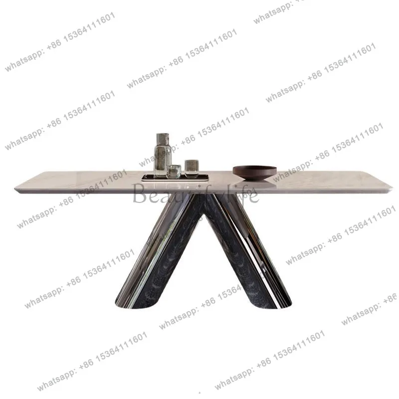 

Natural marble dining table Italian light luxury minimalist luxury villa luxury stone dining table