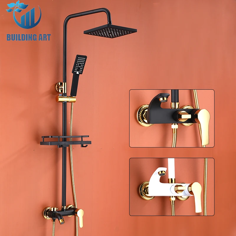 

OXG черный набор смесителей для душа с дождевой водой, смесители для душа в ванной комнате, смеситель для горячей и холодной воды, смеситель для душа в ванной, смеситель для ванной комнаты