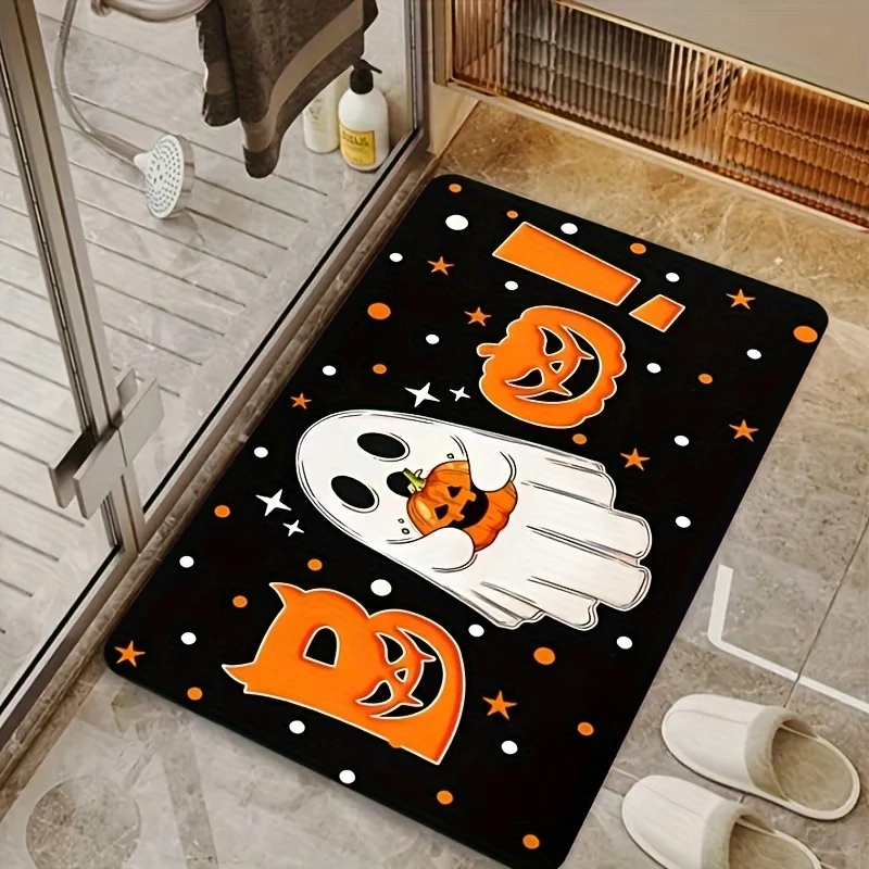 VIKAMA Halloween Carpet Pumpkin Ghost Floor Mat Doormat Kitchen Rug Welcome Mat Outdoor Carpet Rug For Bedroom Halloween Decorat