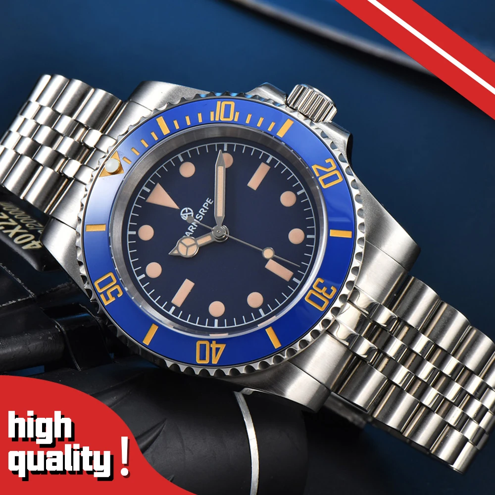 

PARNSRPE New Top-grade Blue diving series men's watch Luminous Sapphire NH35 automatic mechanical waterproof