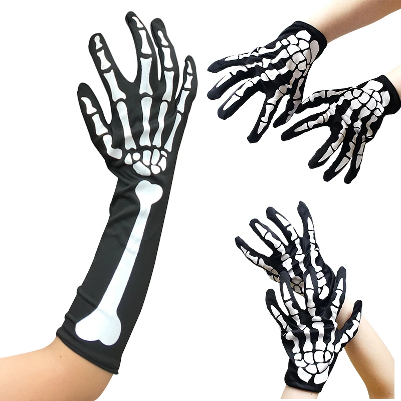 1Pair Punk Skeleton Skull Gloves Halloween Cosplay Gloves Unisex Masquerade Props Cocktail Horror Party Glove